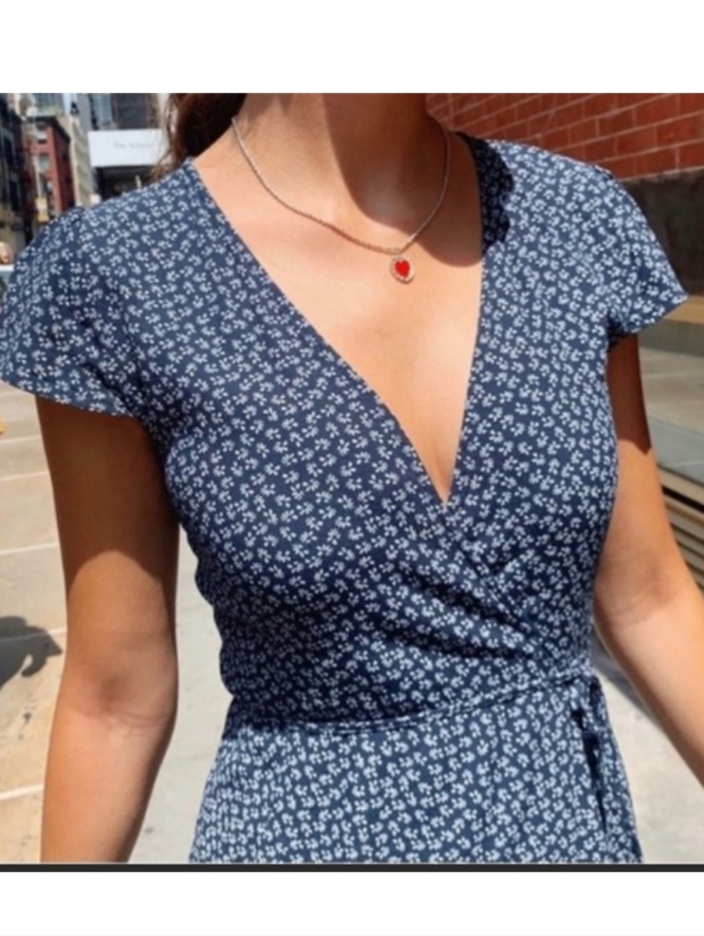 Brandy Melville Navy Mini Wrap Dress - Picture 2 of 4